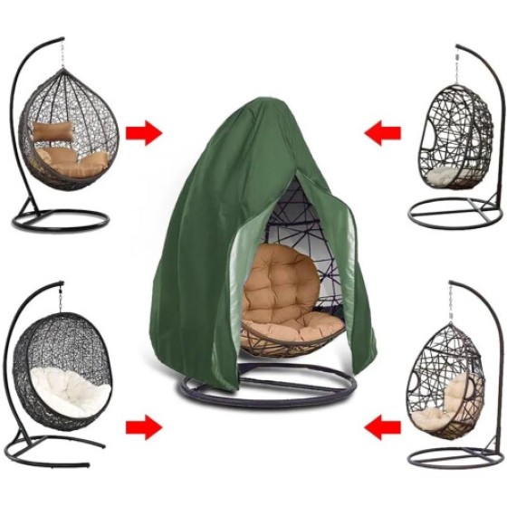 Penutup kursi, penutup kursi telur gantung, tahan air, pelindung kursi rotan, anti debu, kursi goyang gantung untuk luar ruangan (Hijau 115 x 190 cm)